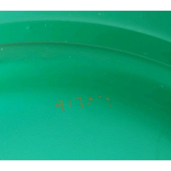 VTG TIFFIN SATIN GREEN CONSOLE BOWL WITH SILVER OVERLAY + 2 COORD. CANDLESTICKS - Picture 10 of 10